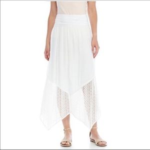 Pull-On Linen Hanky Lace Hem Skirt